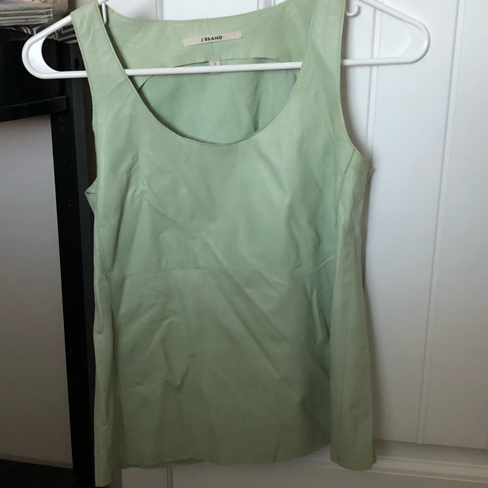 J Brand sleeveless leather shirt